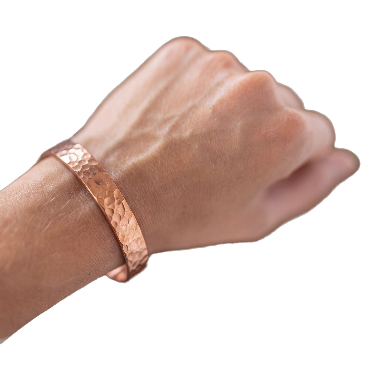 Kopero Copper Bracelet Hammered on the wrist, cuff with hammered texture made of pure copper