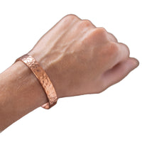 Kopero Copper Bracelet Hammered on the wrist, cuff with hammered texture made of pure copper