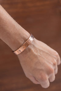 Kopero Copper Bracelet Hammered on the wrist, side view
