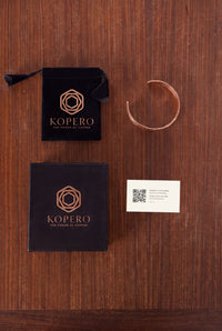 Kopero Copper Bracelet Hammered with velvet pouch, small gift box and thank-you card