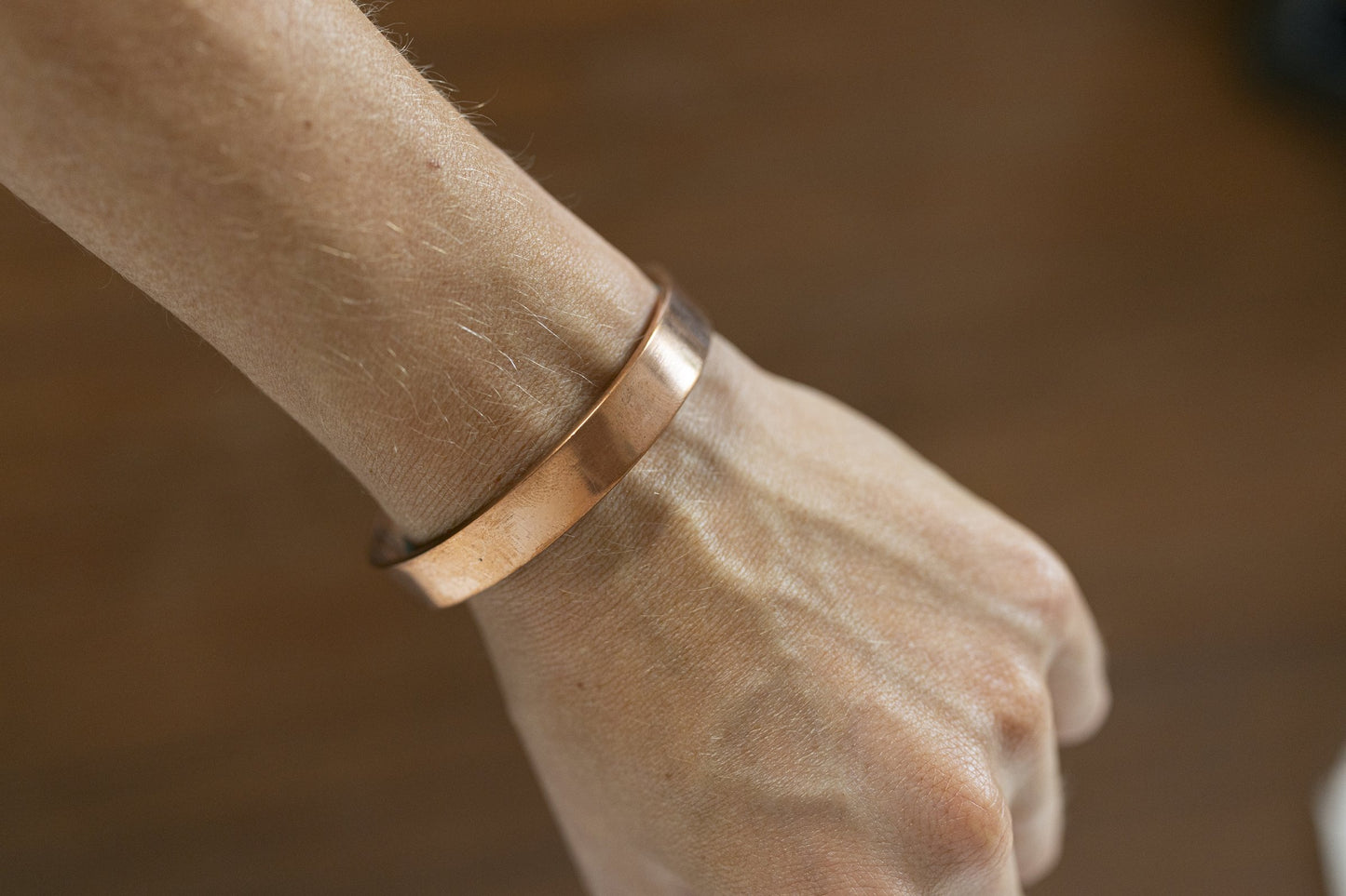 Kopero Copper Bracelet Smooth on the wrist, side view