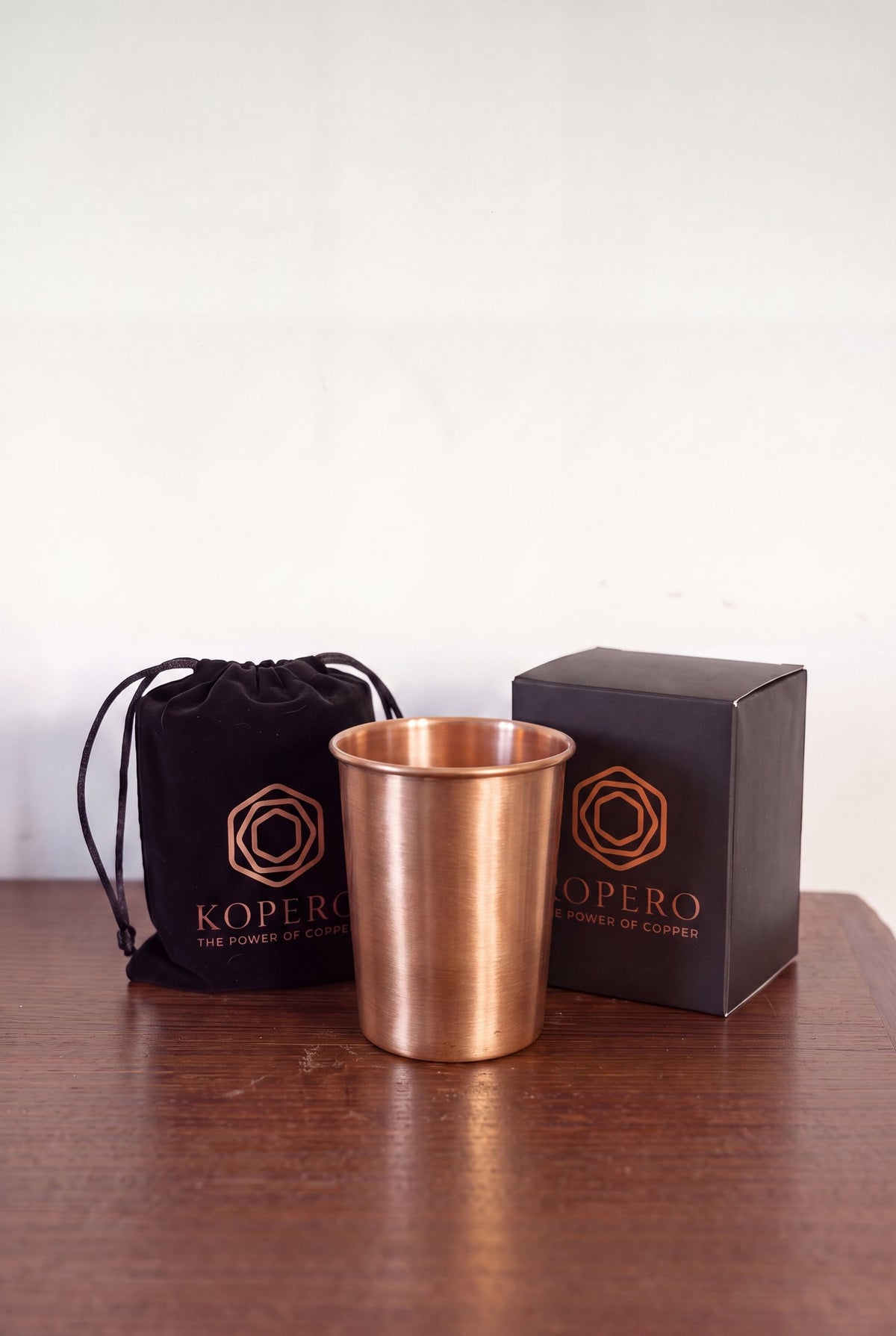 Kopero Copper Cup Smooth with the velvet pouch and gift box