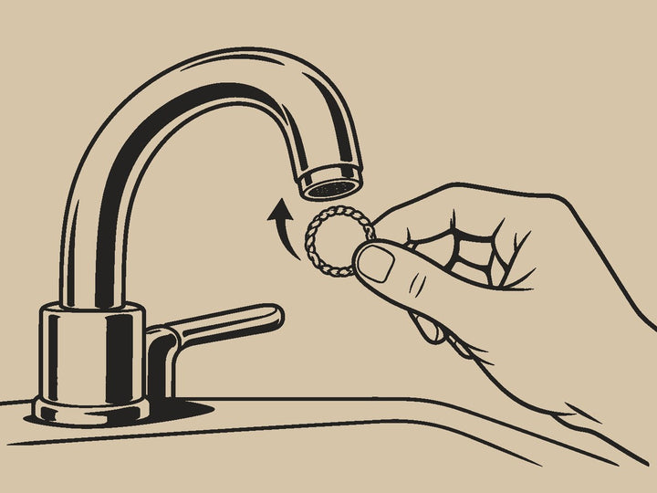 Slide it around the tap
