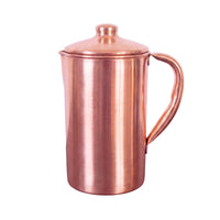 Kopero Copper Jug Smooth with lid, 1.4 liter pure copper, product photo on white background