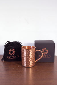 Kopero Copper Mug Hammered with the velvet pouch and gift box