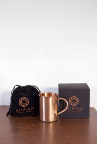 Kopero Copper Mug Smooth with the velvet pouch and gift box