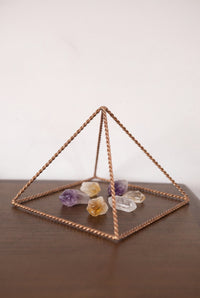 Kopero Copper Pyramid Energizer Twisted Small (14.56 cm) above amethyst and citrine