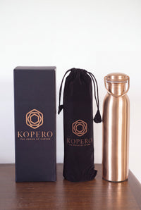 Kopero Copper Water Bottle Smooth with the velvet pouch and gift box